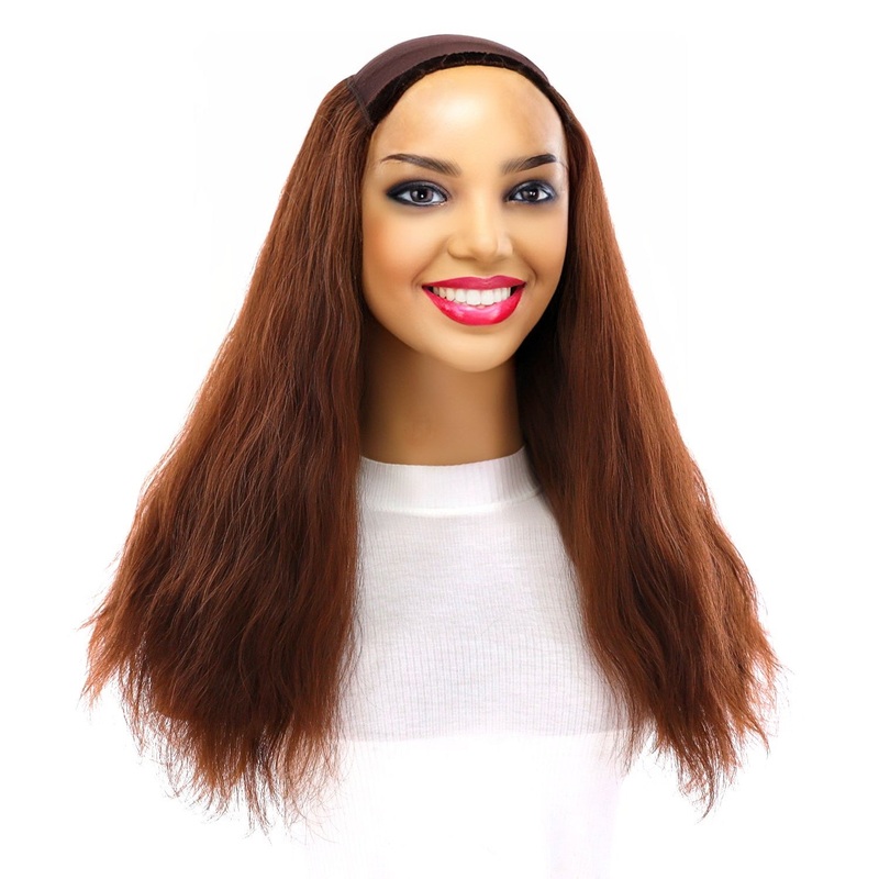 20″ HatFall Wig Auburn Wavy Open Wefted