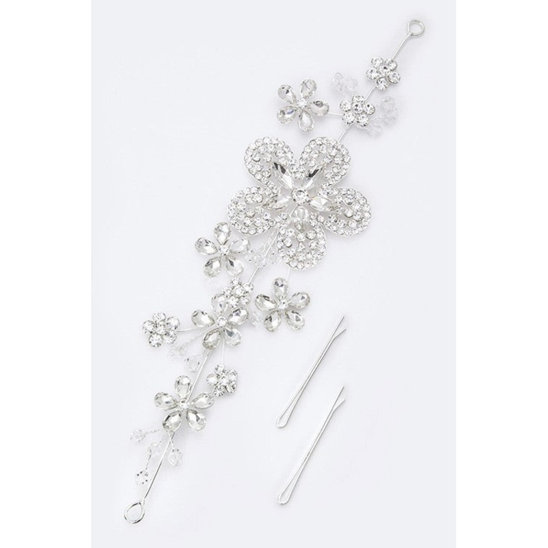 Crystal Flower Bridal Hair Clip With Bobby Pins Clear 1