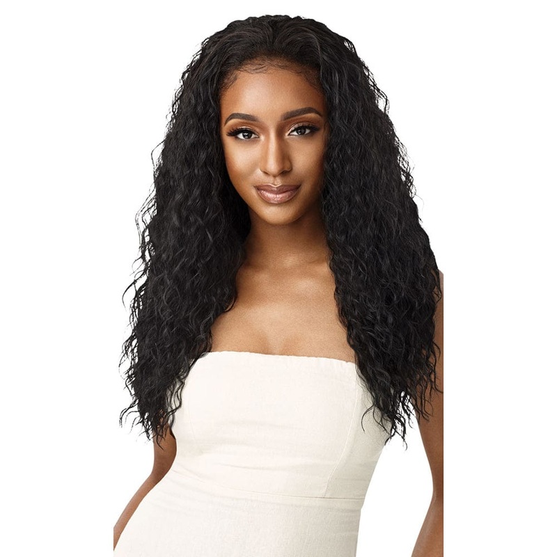 Outre Wet & Wavy Quick Weave Half Wig – Beach Curl 24″ 1 JET BLACK