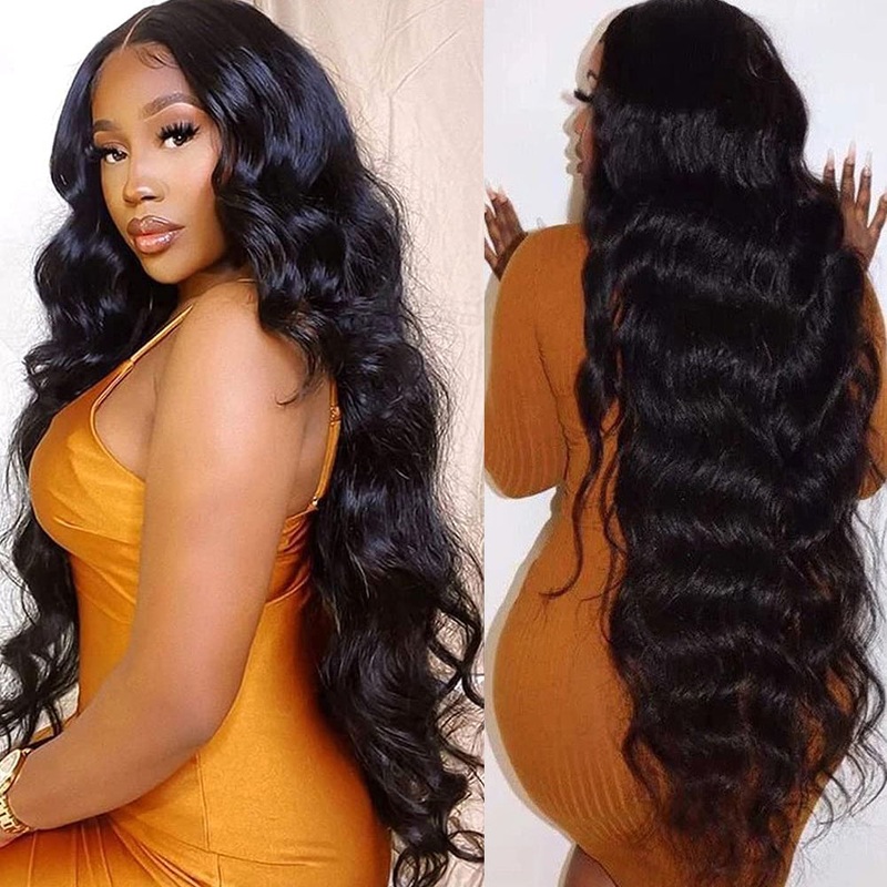 QVR Glueless 4×4 HD Lace Closure Wig Body Wave Ultra-thin 13×4 HD Lace Frontal Wig Pre-plucked 4X4 HD Lace 180% 14”
