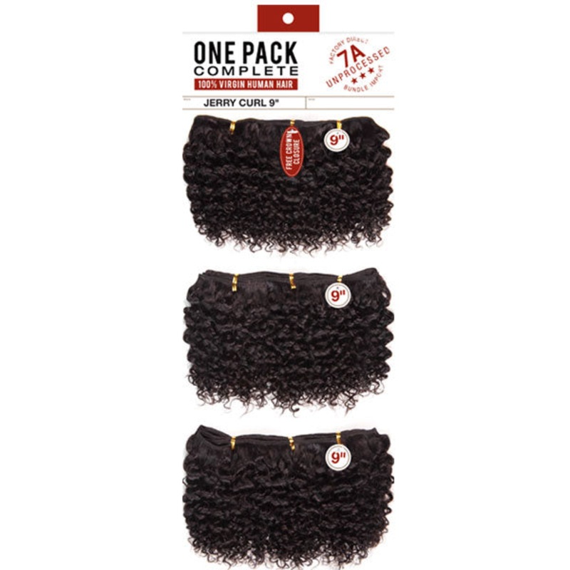 Sensationnel Bare & Natural 7A Unprocessed 100% Virgin Human Hair Weave – 3PCS JERRY CURL 9 Inch NATURAL
