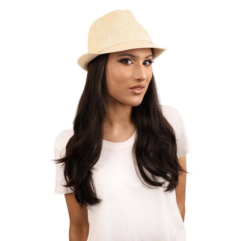 24″ HatFall Wig Natural Black Open Wefted