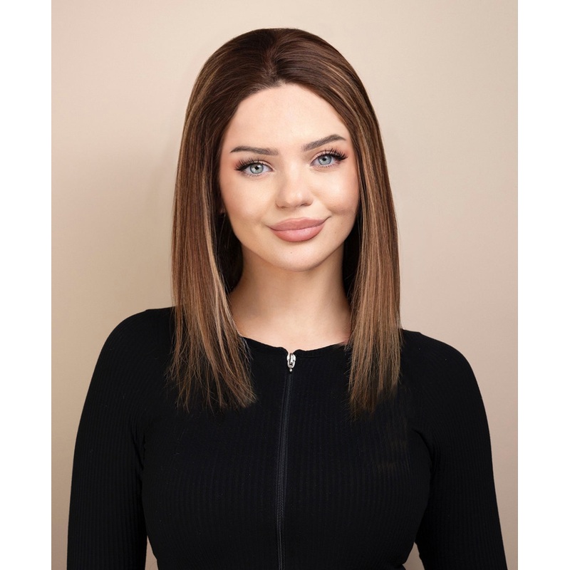 long bob human wig – 10″ ash balayage.