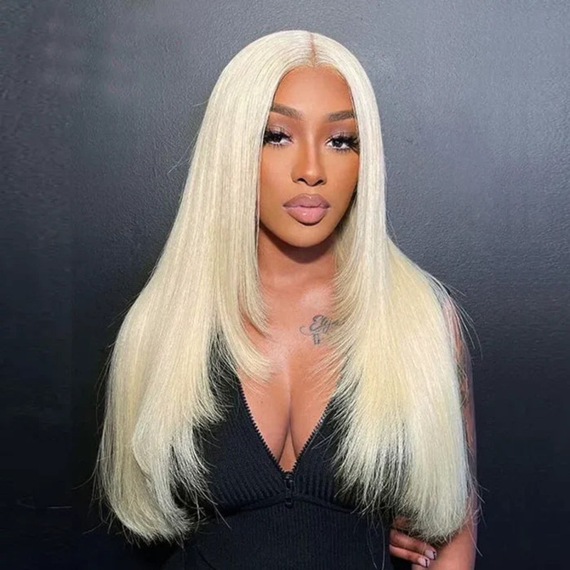 Layered Cut 613 Blonde Pre Plucked Glueless Straight 13×4 13×6 HD Transparent Lace Wigs 14 Mid Part 5×5 Lace 180%