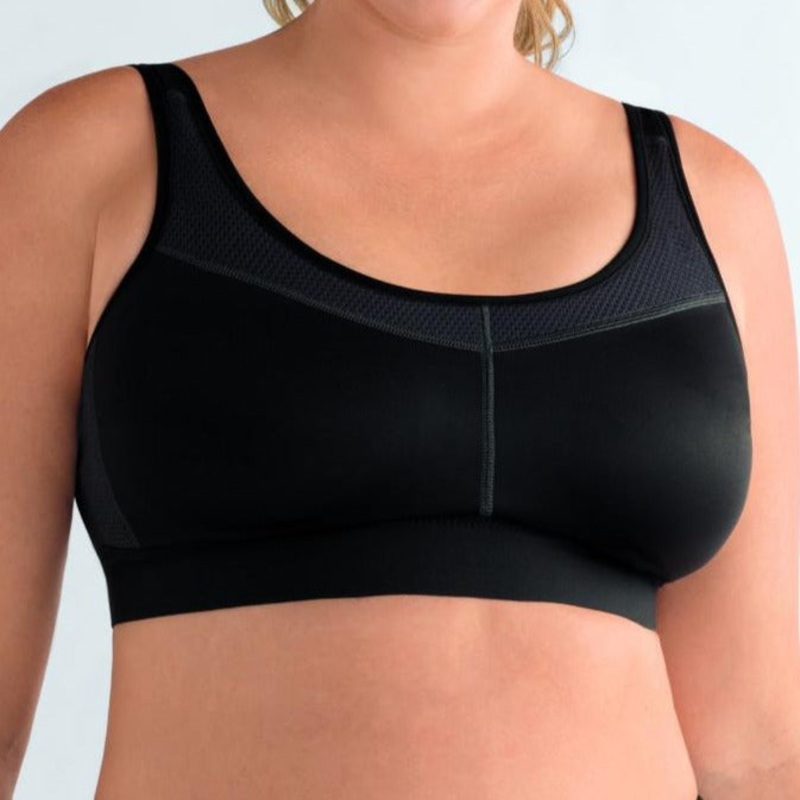 Power Medium Support Sports Bra | Amoena 32 AA Black Grey – BG