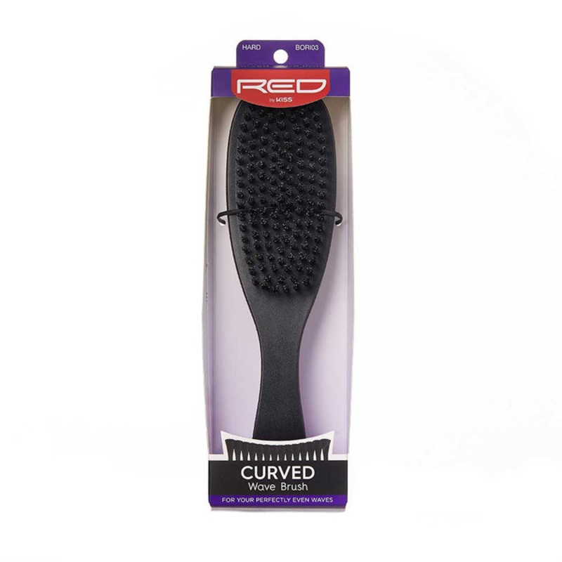Red by Kiss Hard Bristles Curved Wave Brush BLACK