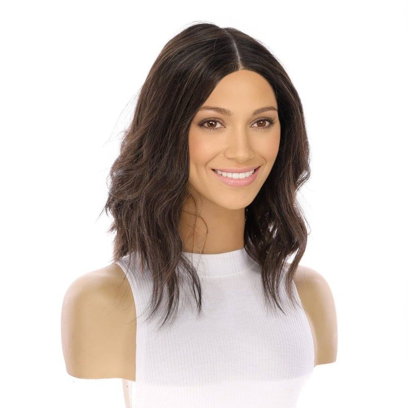16″ Divine Lace Top Wig Soft Black w/ Highlights Zig Zag Lace Front