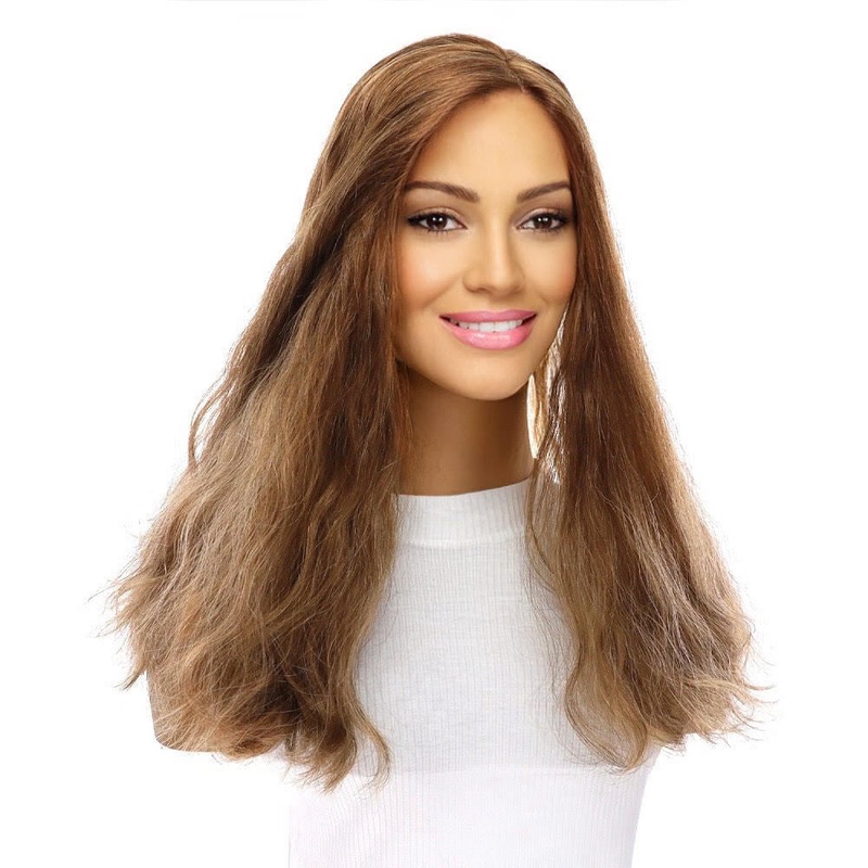 18″ Emerald Silk Top Topper Light Brown Babylight Wavy 5 x 6″