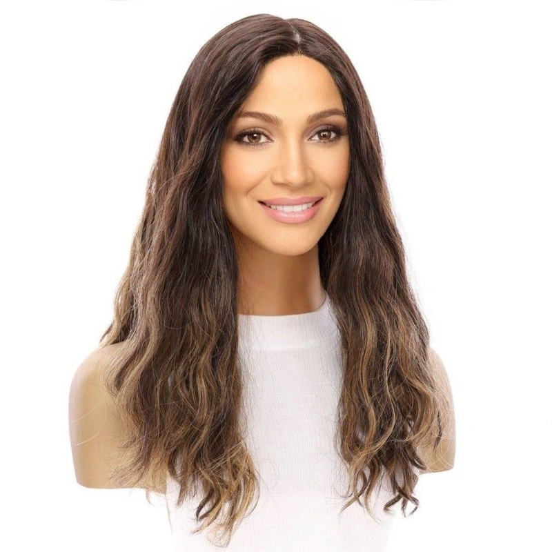 22″ Reese Silk Top Wig Dark Brown Balayage Wavy Zig Zag Lace Front