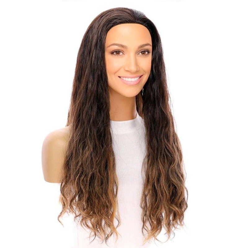 24″ 3/4 Bandfall Wig Dark Brown Balayage Wavy