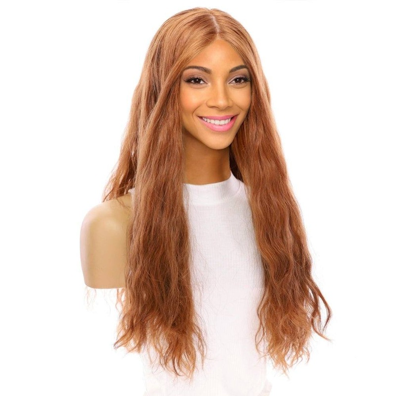26″ Ponytail Silk Top Wig Copper Wavy Zig Zag Lace Front