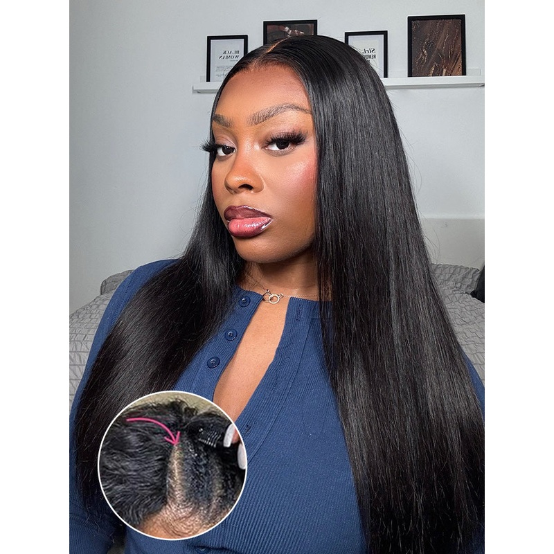 CurlyMe Straight Human Hair V Part Wig Glueless No Lace Same as Thin Part Wig Normal 10