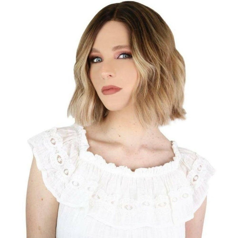 12″ Divine Luxe Lace Top Wig #Light Brown w/ Blonde Balayage & Full Rooting