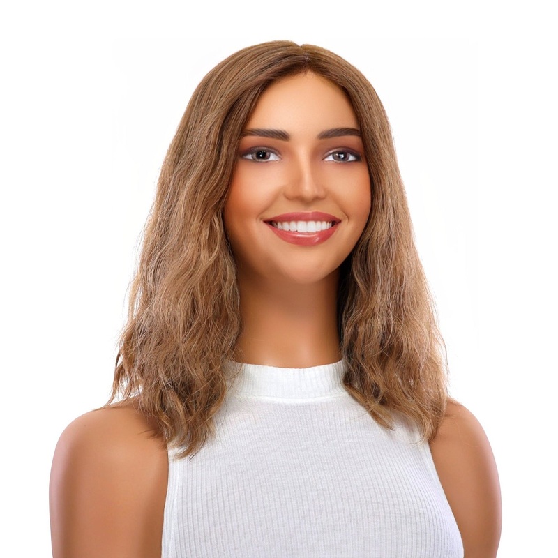 13″ Victoria Silk Top Wig Light Brown Babylight Wavy Zig Zag Lace Front