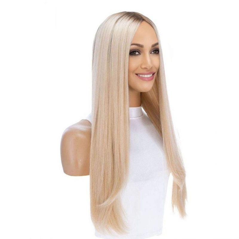 26″ Ponytail Silk Top Wig Beige Blonde Zig Zag Lace Front