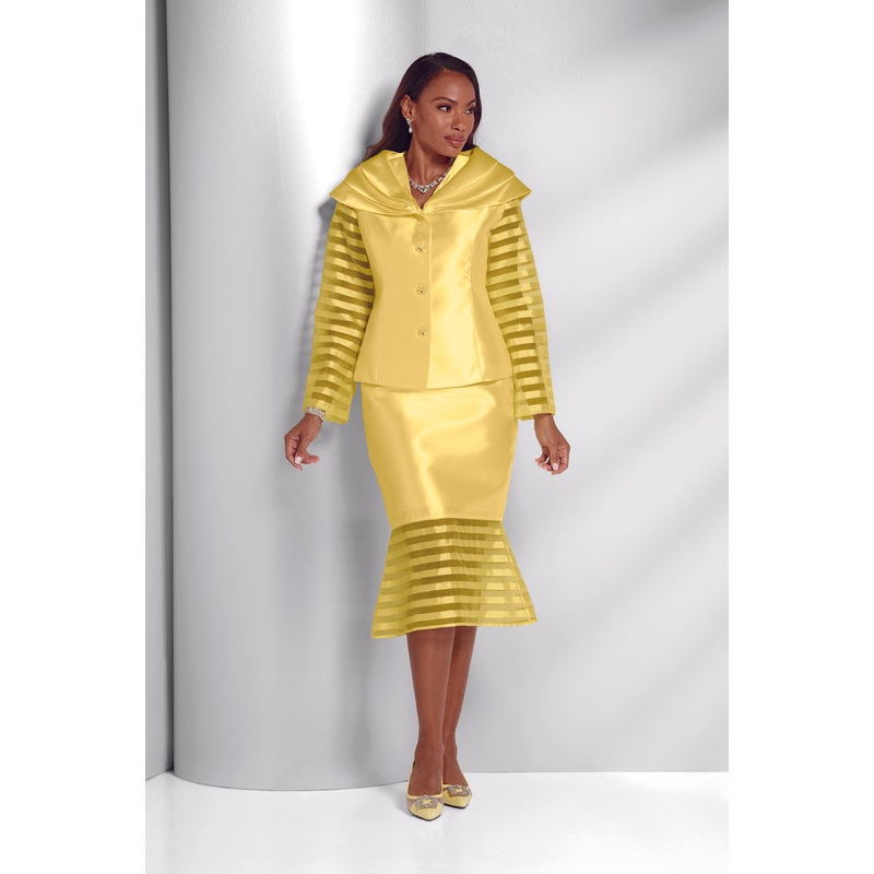 Chic Shadow-Striped Women’s Suit by EY Boutique YELLOW 14