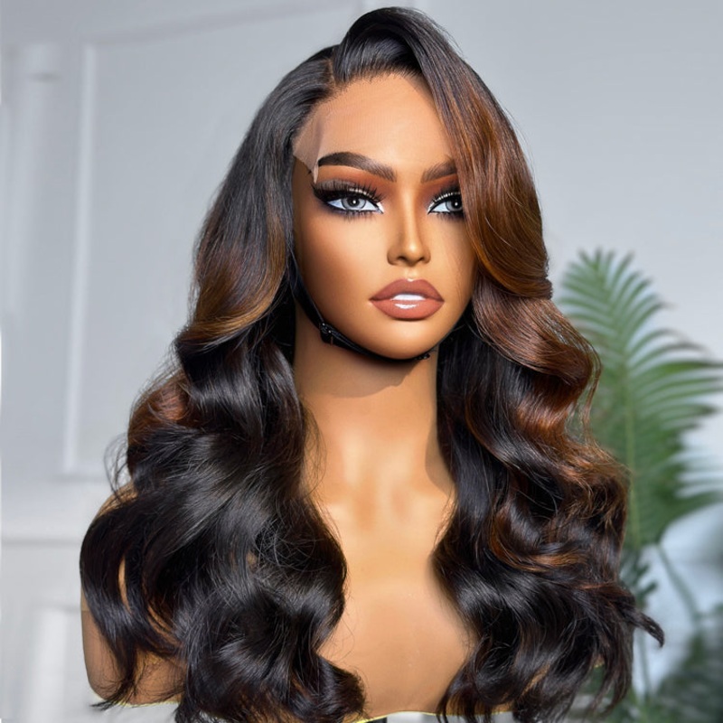 LIMITED STOCK | Luvme Hair 180% Density | Trendy Brown With Black Peekaboo Loose Wave Glueless 5×5 Closure Lace Wig 16 inches (Breathable Cap)