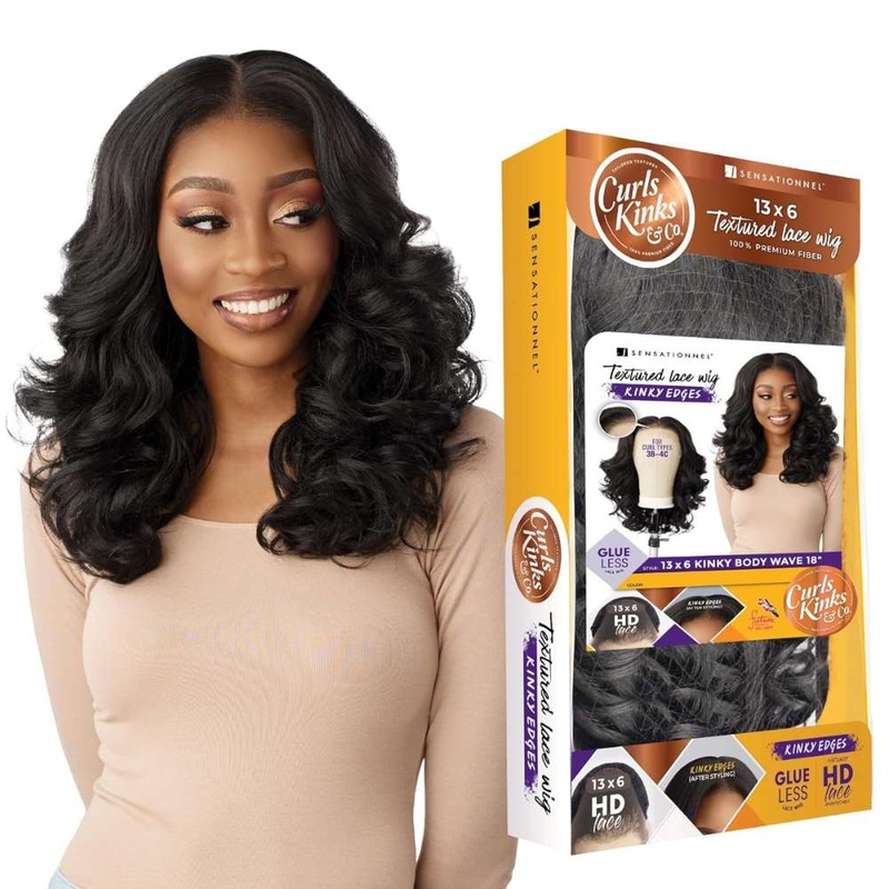 Sensationnel Kinky Edges 13×6 HD Lace Wig – Kinky Body Wave 18″ 1 JET BLACK