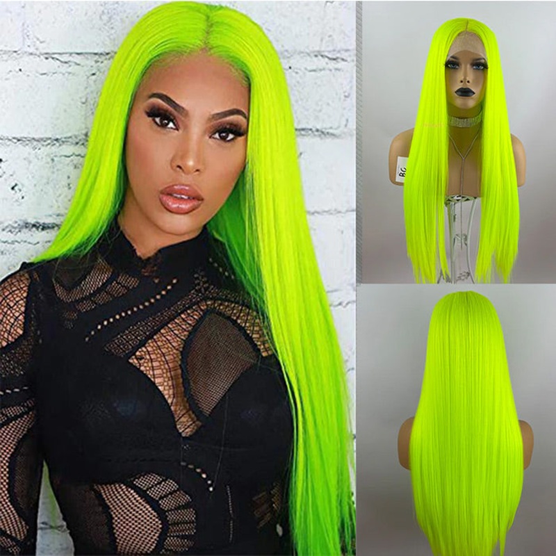 13X4 HD Lace Wigs Long Straight Hair Green Color Wigs for Fashion Women  with Natural Hairline 12 150%