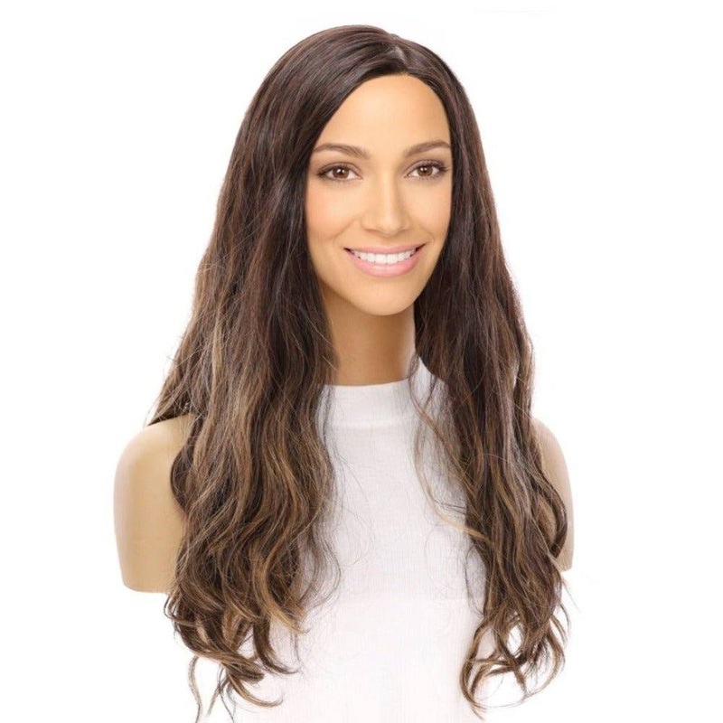 24″ Gisele Silk Top Wig Dark Brown Balayage Wavy Zig Zag Lace Front