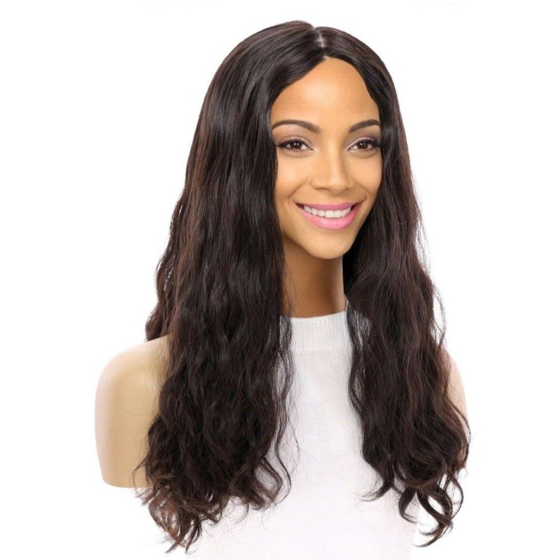24″ Gisele Silk Top Wig Natural Black Wavy Zig Zag Lace Front