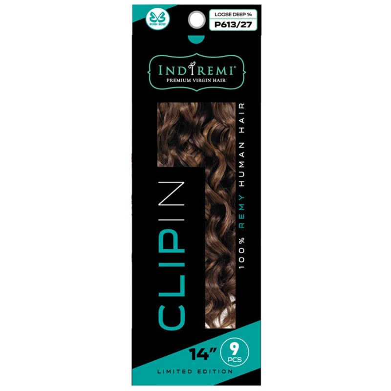 Bobbi Boss Indiremi Clip-In 9 PCS 100% Remy Human Hair Weaving – LOOSE DEEP 12″/14″ 12″ 1