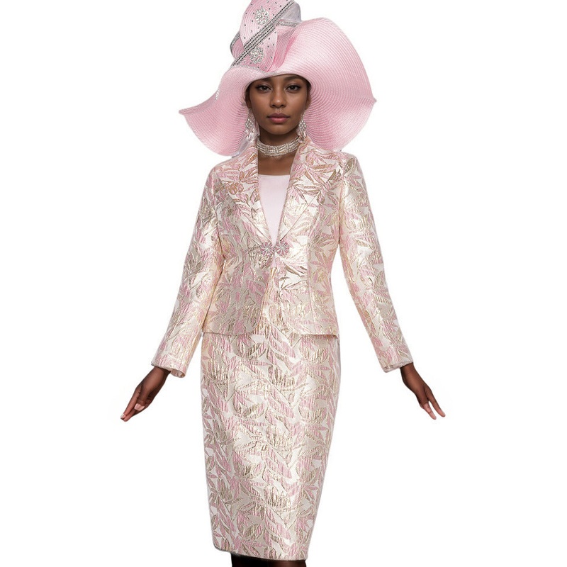 Brocade Blossoms Hat Metallic Pink OS