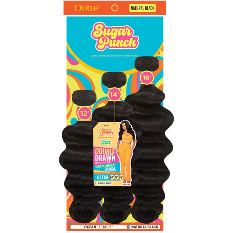Outre Sugar Punch 100% Unprocessed Remy Human Hair Double Drawn Weaves – OCEAN – Multi 10/12/14 NA