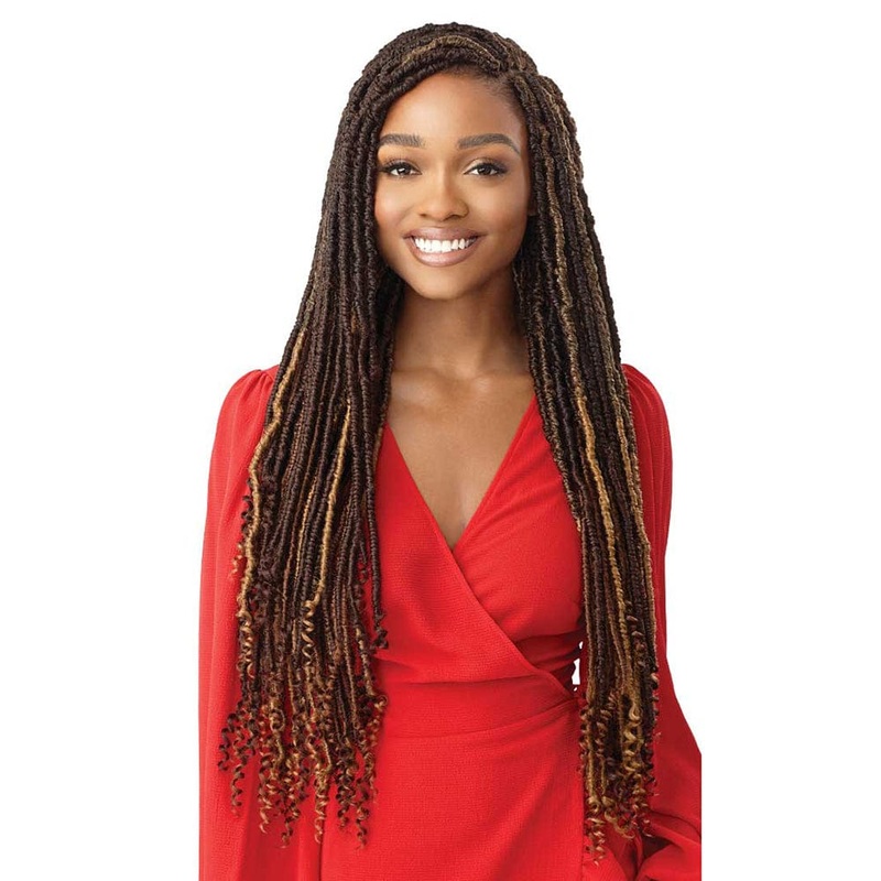 Outre X-Pression Twisted Up Crochet Hair – Hawaiian Clover Locs 24″ 1 JET BLACK