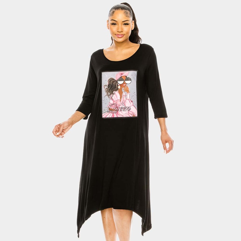 Queen Woman Printed Bling Dress Black