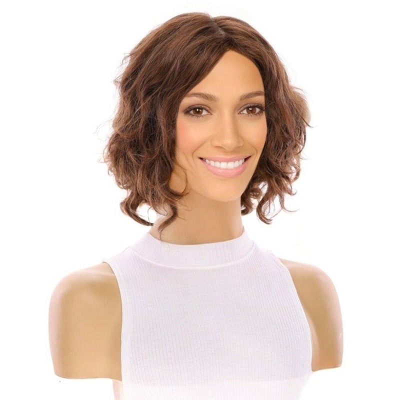 12″ Luxe Pixie Silk Top Wig #6 Neutral Medium Brown Wavy Zig Zag Lace Front