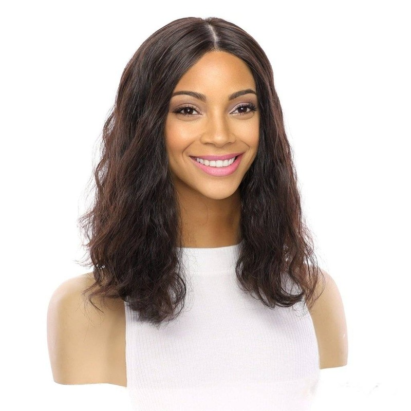 16″ Princess Silk Top Wig Natural Black Wavy Zig Zag Lace Front