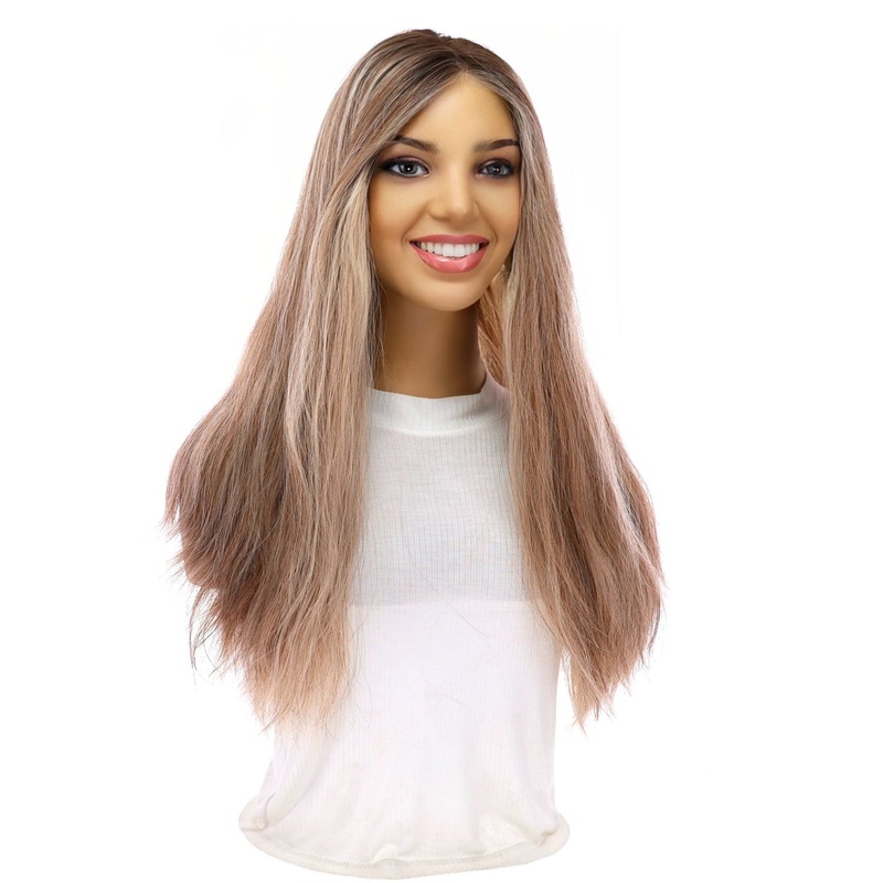 20″ Onyx Silk Top Topper Ashy Blonde w/ Highlights Wavy