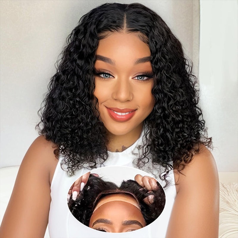 220% Density 4×4/5×5 Lace Closure Bob Wigs Pre Plucked Water Wave Wigs For Black Women 10 4×4 HD Lace 220%