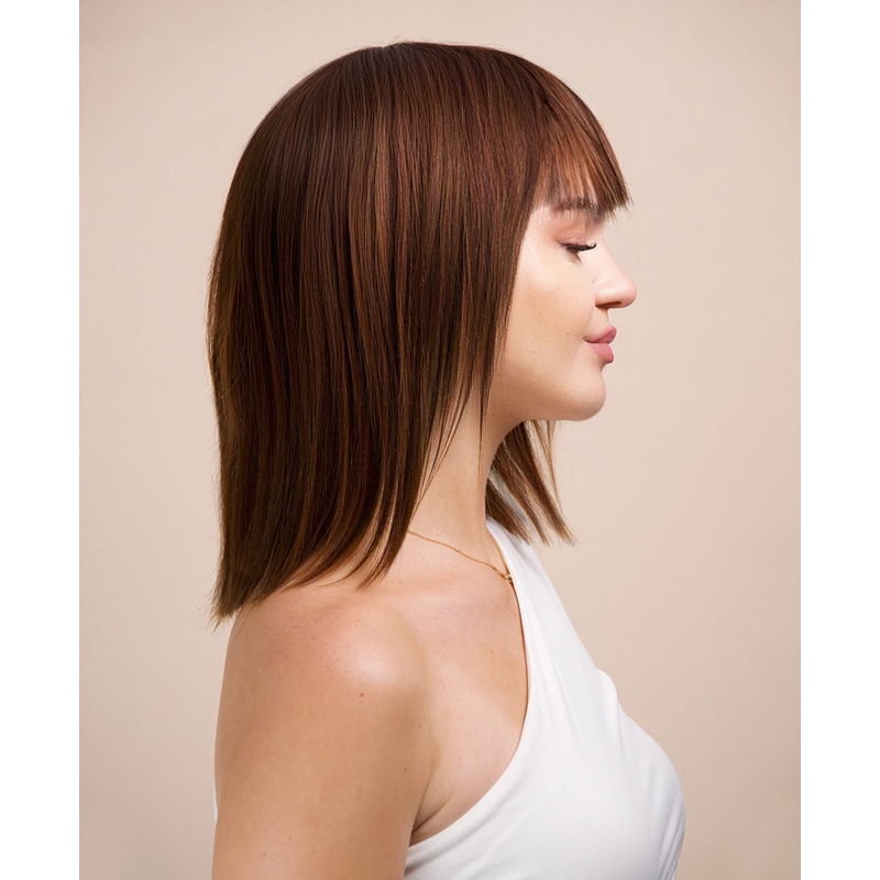 bob wig with fringe – 10″ medium brown.