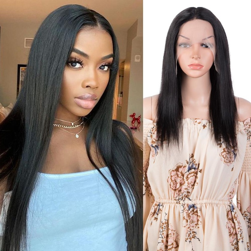 QVR Virgin Human Hair 13×6 Lace Frontal Straight Wigs Bleach Knots Wig 4×4 Lace 14