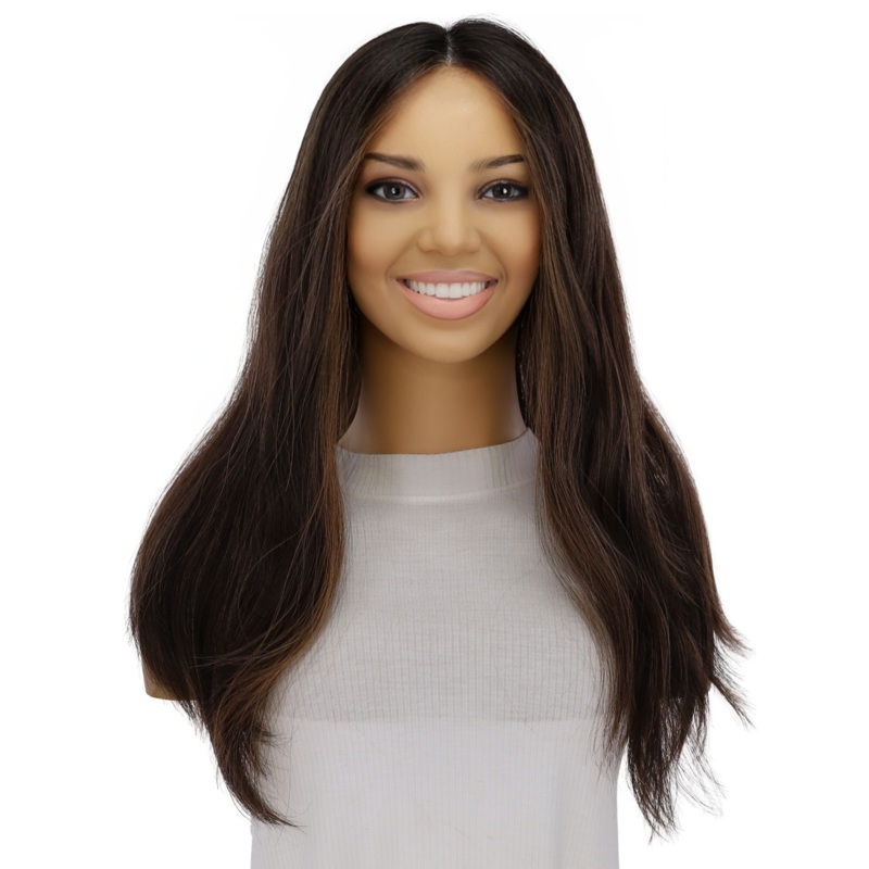 20″ Divine Lace Top Topper Soft Black w/ Highlights Zig Zag Lace Front