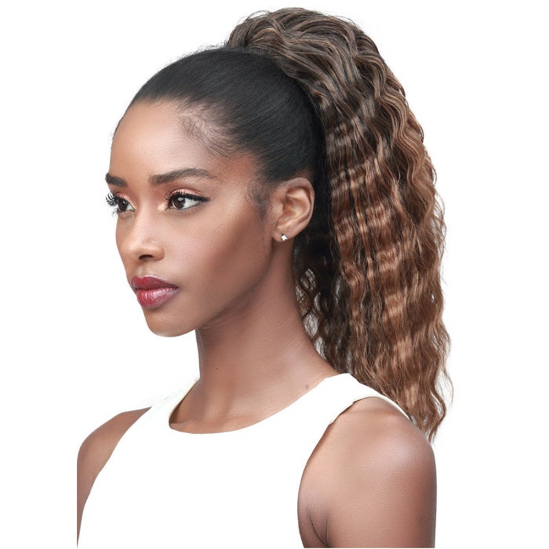 Bobbi Boss Human Hair Blend Tress Up Ponytail CRIMP CURL 14″ – 26″ 26 NATBROWN