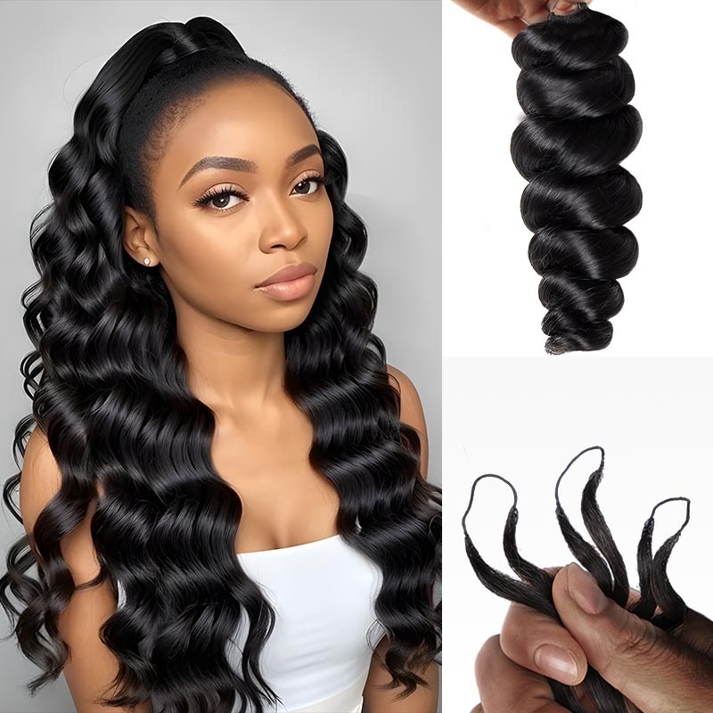 CLEARANCE SALE| Handmade Loose Wave Feather Crochet Braid Natural Black Human Hair Extensions Loose Wave 12″ 12″ 12″