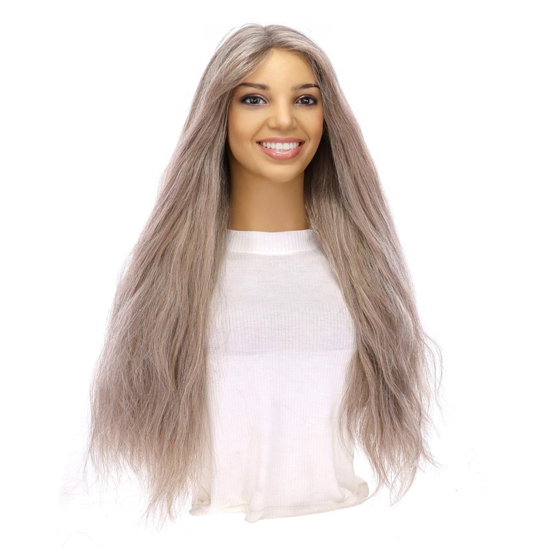 26″ Divine Lace Top Wig Champagne Grey Wavy