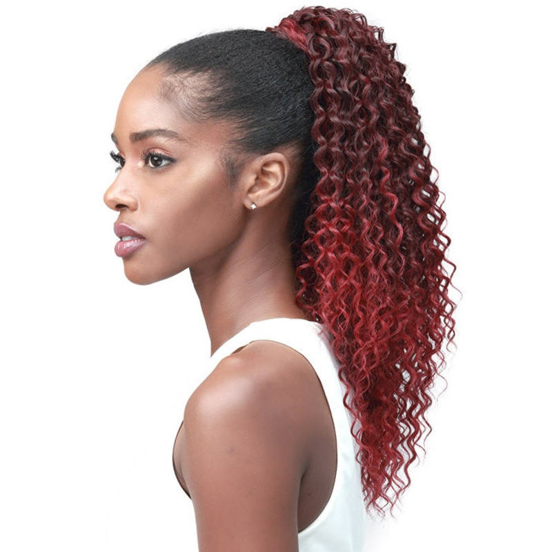 Bobbi Boss Human Hair Blend Tress Up Ponytail WATER WAVE 18″ NATBLACK