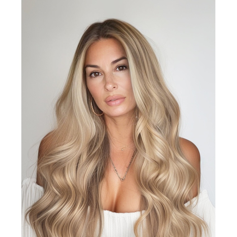 clip-in hair extensions champagne blonde. 14″ Classic