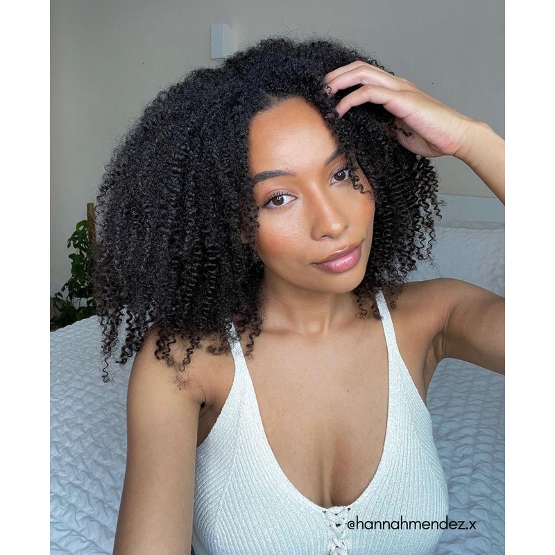 kinky (4A curls) clip-in extensions #1b natural black. 14″ Regular Classic