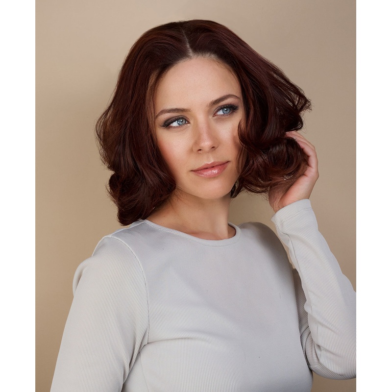 lace front human wig blowout bob – 10″ auburn.