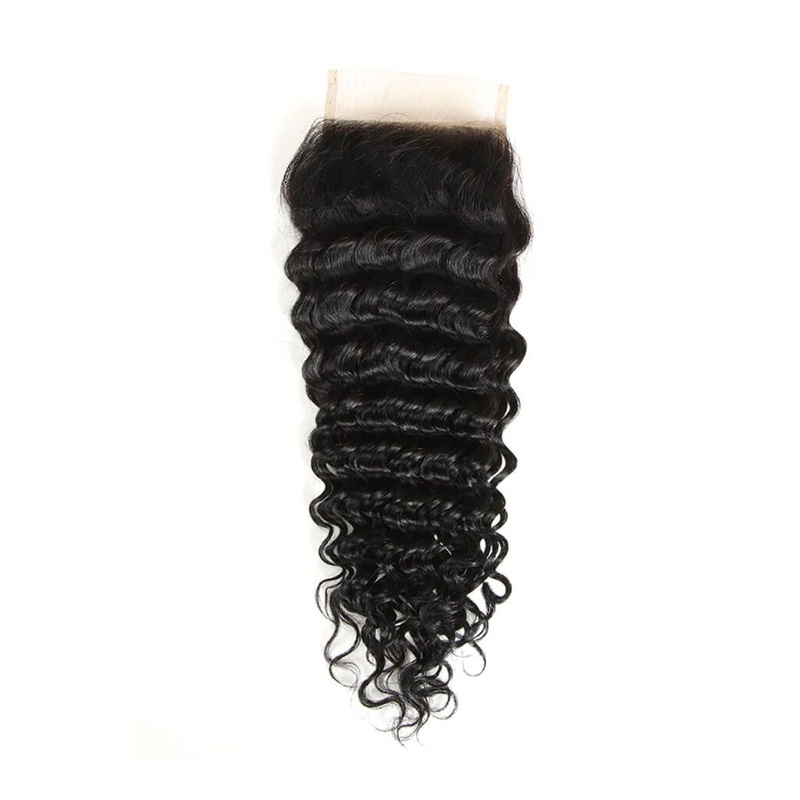 QVR Remy Human Hair 4×4 Closure Deep Wave Natural Color 10″