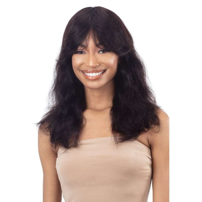 Shake-N-Go Girlfriend Curtain Bang Human Hair Wig – Body Wave NATURAL