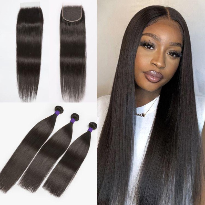 Upgraded Brazilian Hair | 3 Bundles with 5×5 HD Lace Closure Virgin Hair (Straight / Body Wave) Straight 10 10 10 10