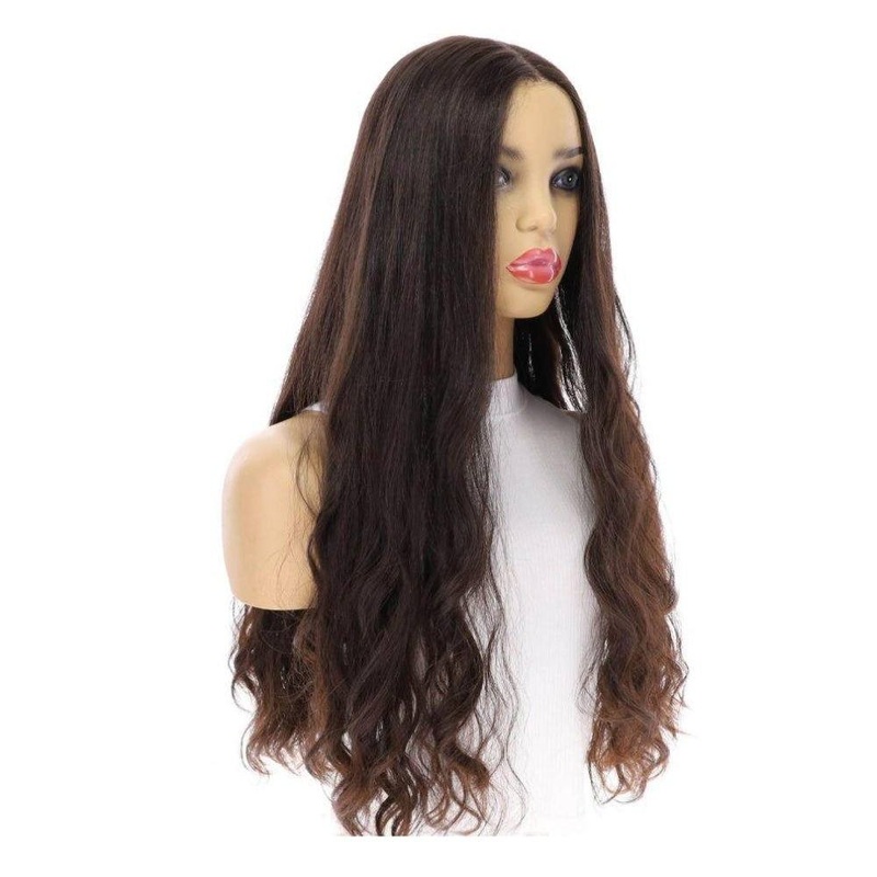 26″ Divine Luxe Lace Top Wig #1B Black Wavy Zig Zag Lace Front