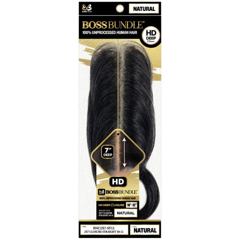 Bobbi Boss Bundle100% Unprocessed Human Hair HD Deep Lace Closure – BNC2X7-ST12 – 2×7 CLOSURE STRAIGHT 10-12 NATURAL