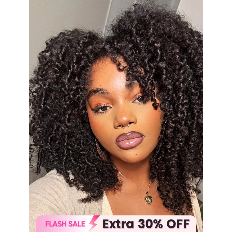 CurlyMe Pre-bleached Wear Go Glueless Pre-cut HD Lace Wig Pre-plucked HD Lace 12(bob)